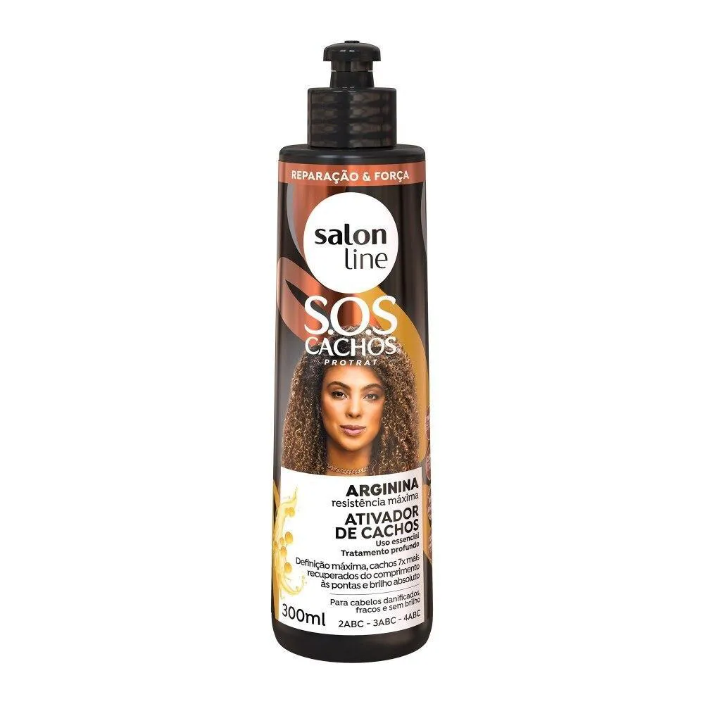 ATIVADOR DE CACHOS SOS CACHOS ARGININA RECONSTRUçãO SALON LINE 300ML
