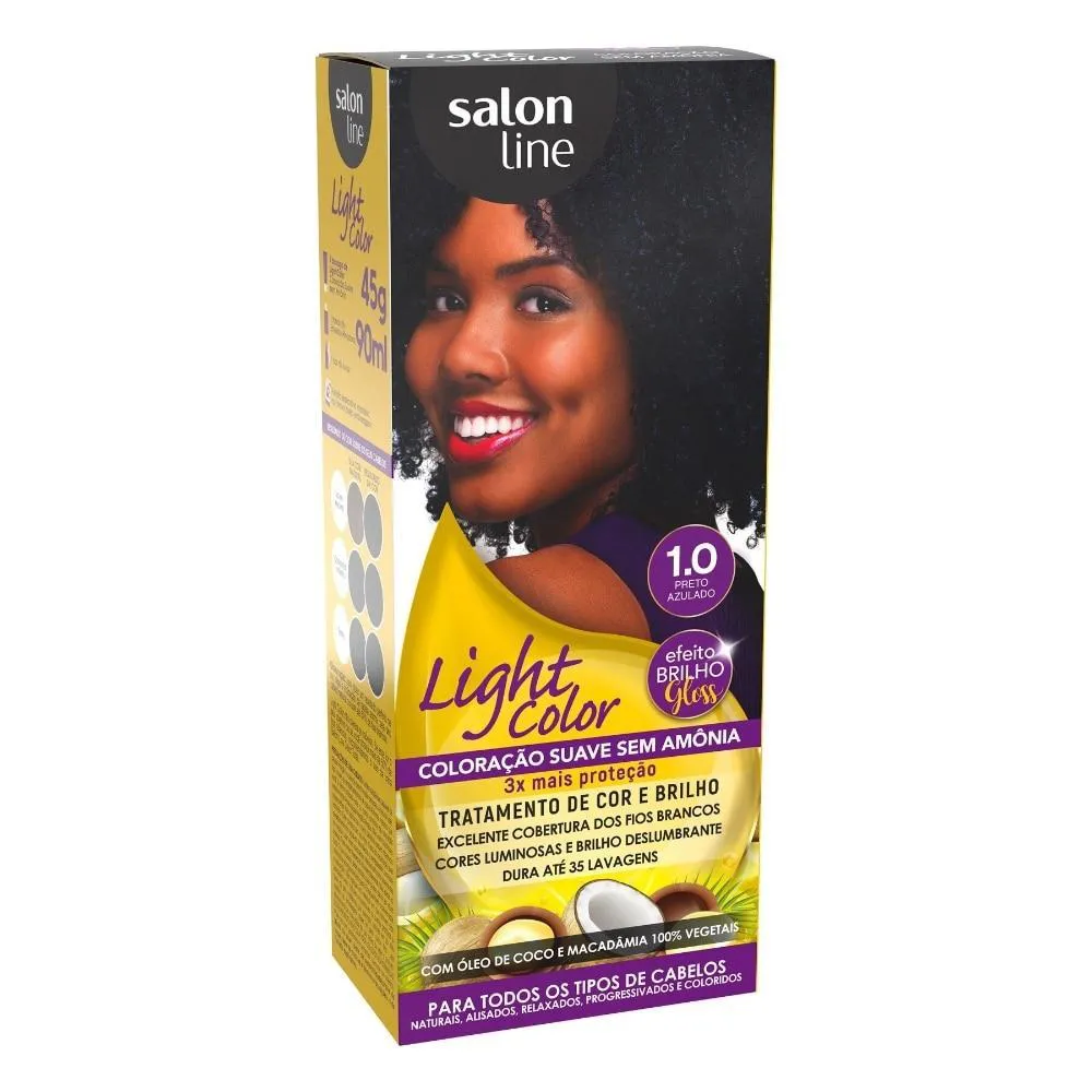 COLORAçãO SUAVE LIGHT COLOR 1.0 PRETO AZULADO SALON LINE