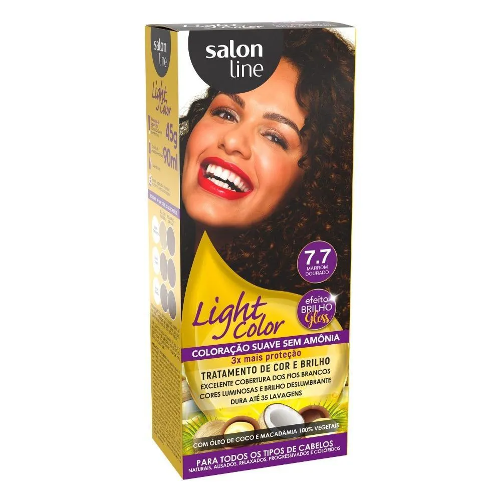 COLORAçãO SUAVE LIGHT COLOR 7.7 MARROM DOURADO SALON LINE