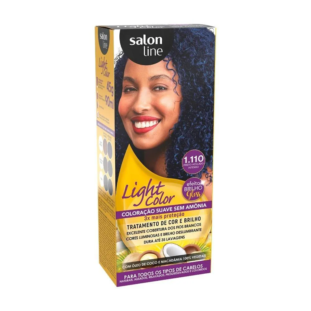 COLORAçãO SUAVE LIGHT COLOR 1.110 PRETO AZULADO INTENSO SALON LINE