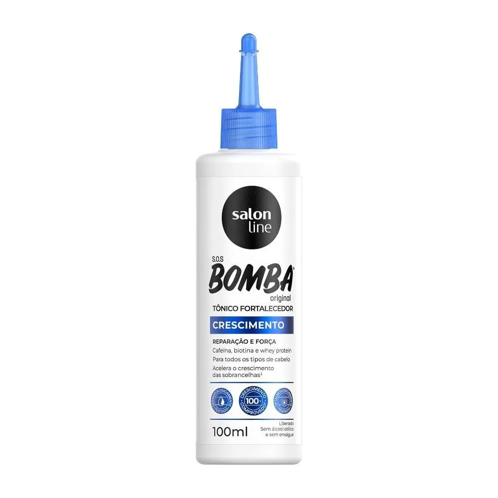 SALON LINE, TôNICO CAPILAR, SOS BOMBA, CRESCIMENTO CAPILAR, REPARAçãO E FORçA - TODOS OS TIPOS DE CABELOS, 100 ML
