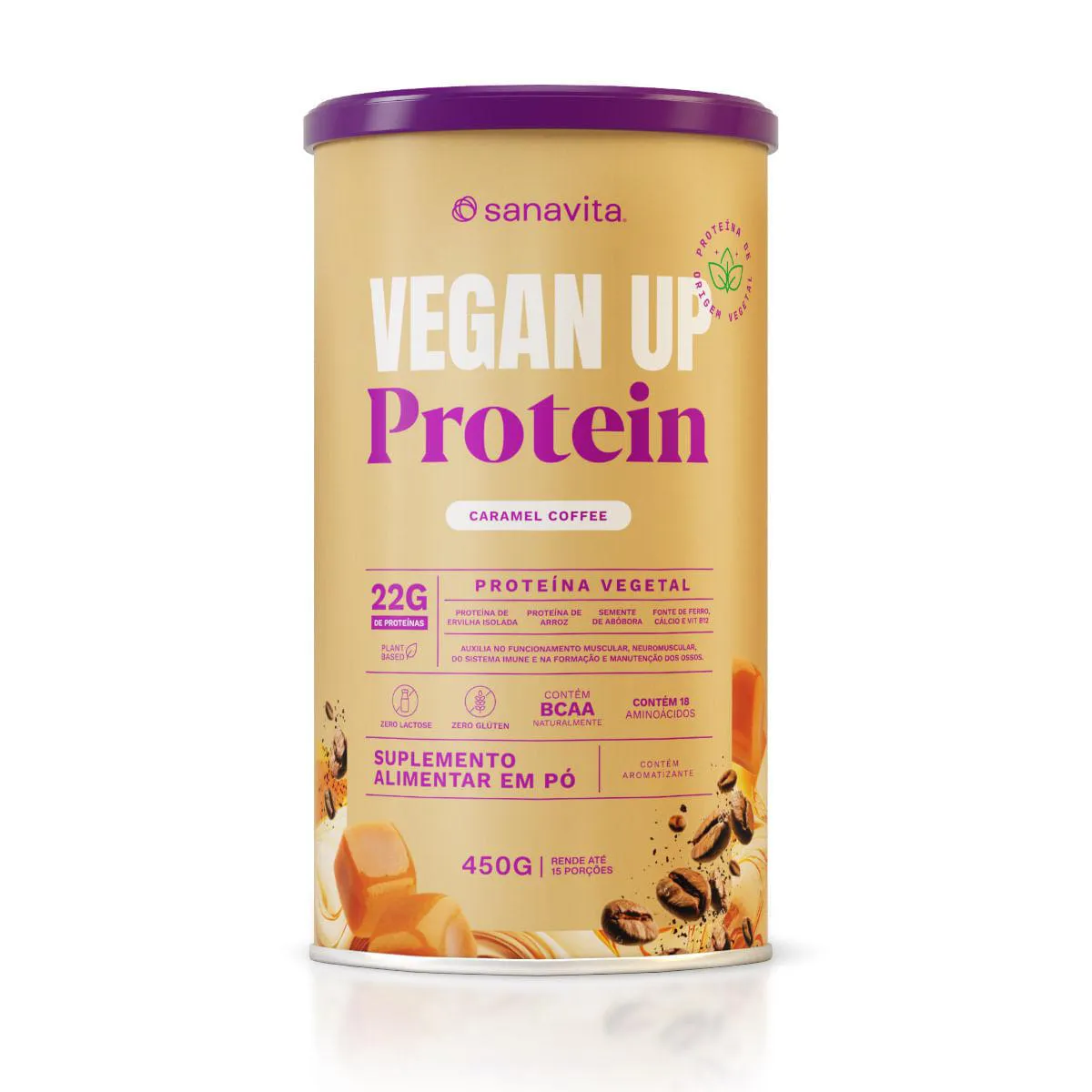 Proteína Vegetal Sanavita Vegan Up Protein Caramel Coffee 450g