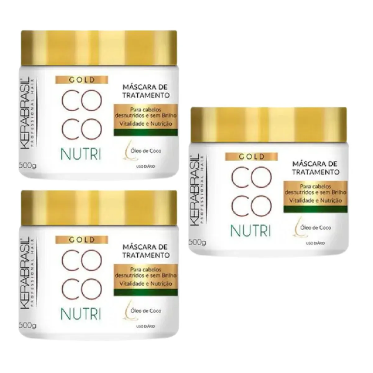 KIT C3 MáSCARA TRATAMENTO NUTRI COCO GOLD 500G – KERABRASIL