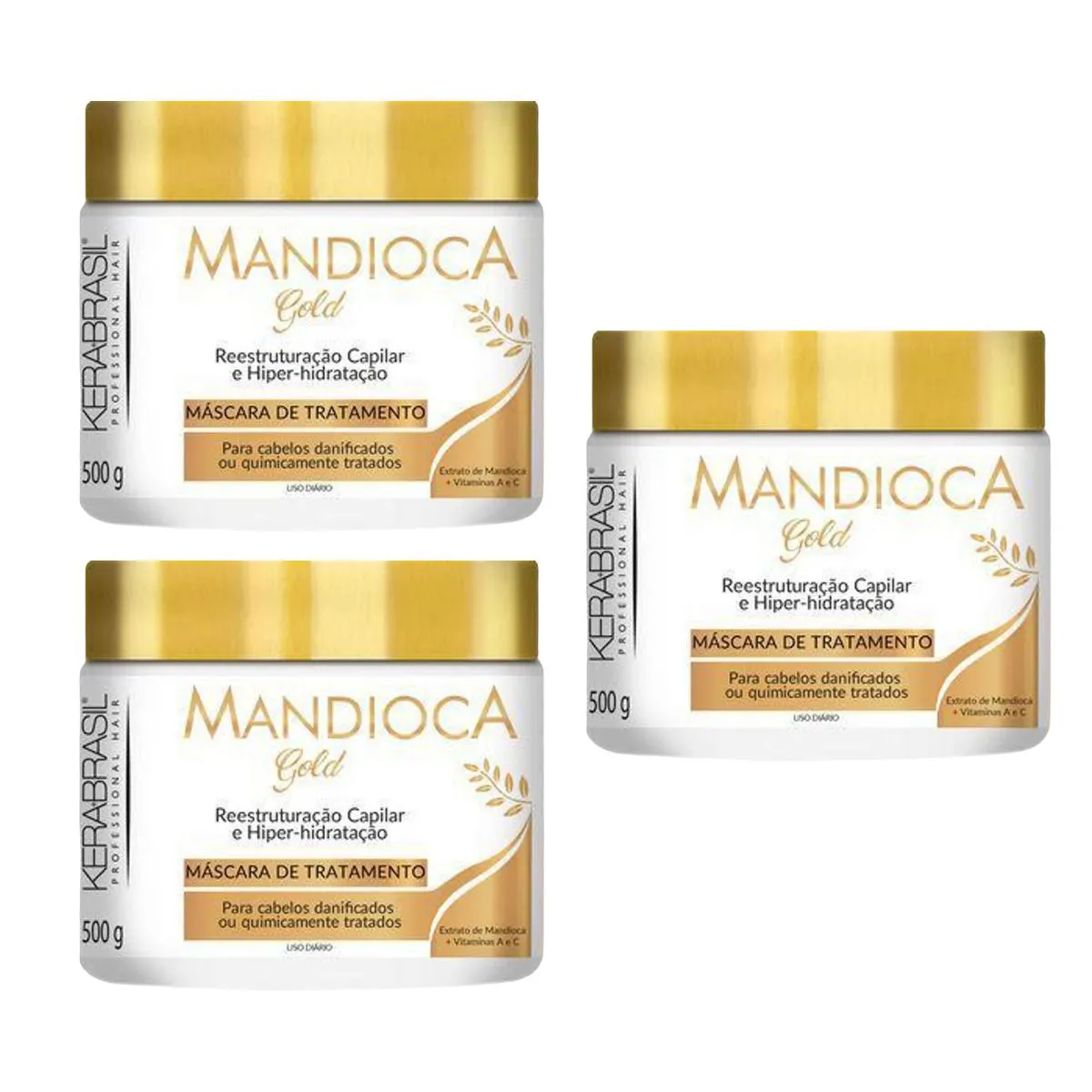 KIT C3 MáSCARA DE TRATAMENTO GOLD MANDIOCA 500G – KERABRASIL