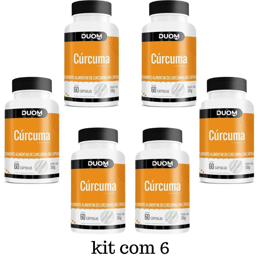 KIT COM 6 SUPLEMENTO ALIMENTAR CURCUMA COM 60 CAPS – DUOM