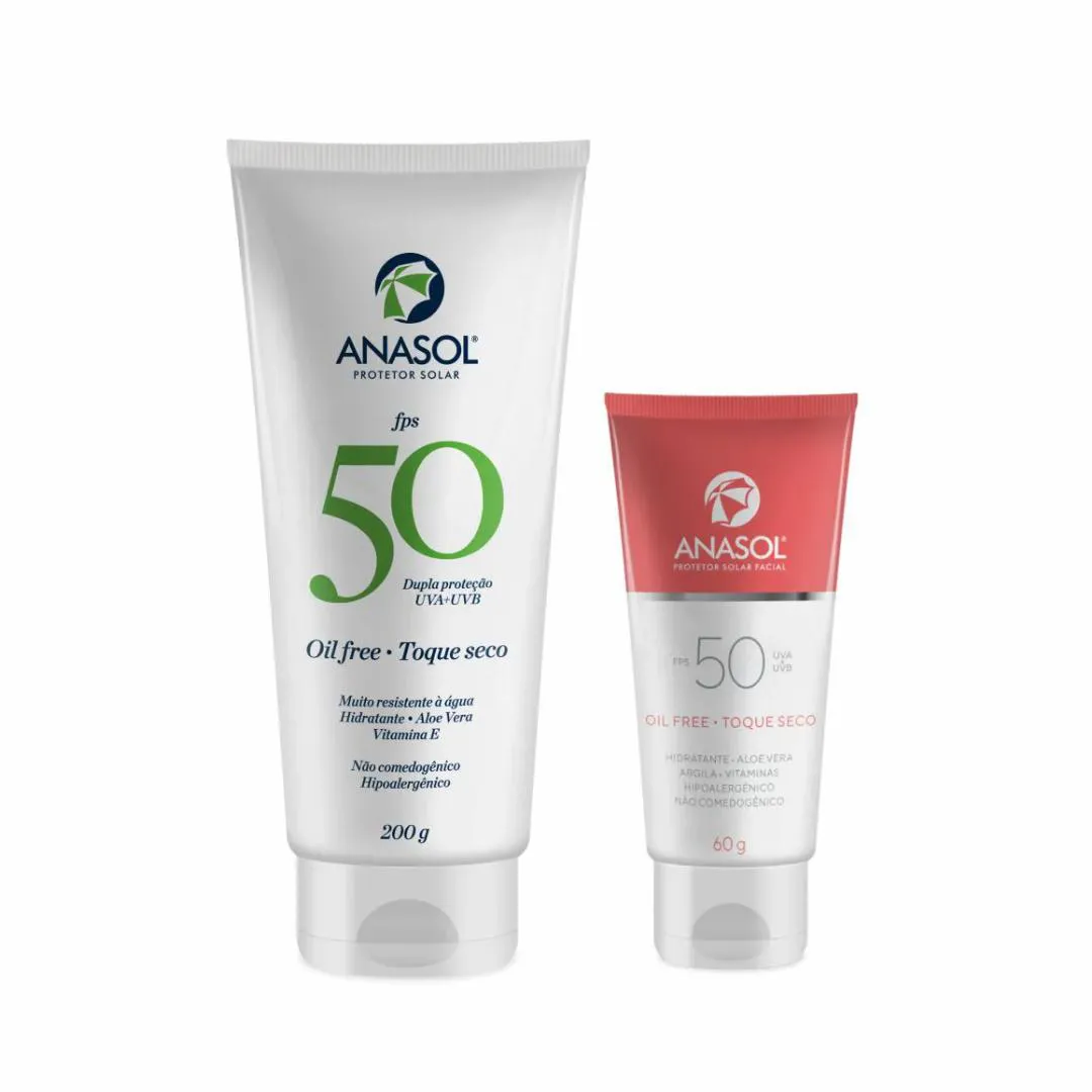 PROTETOR SOLAR KIT FPS50 FACIAL 60G   CORPORAL 200ML  ANASOL