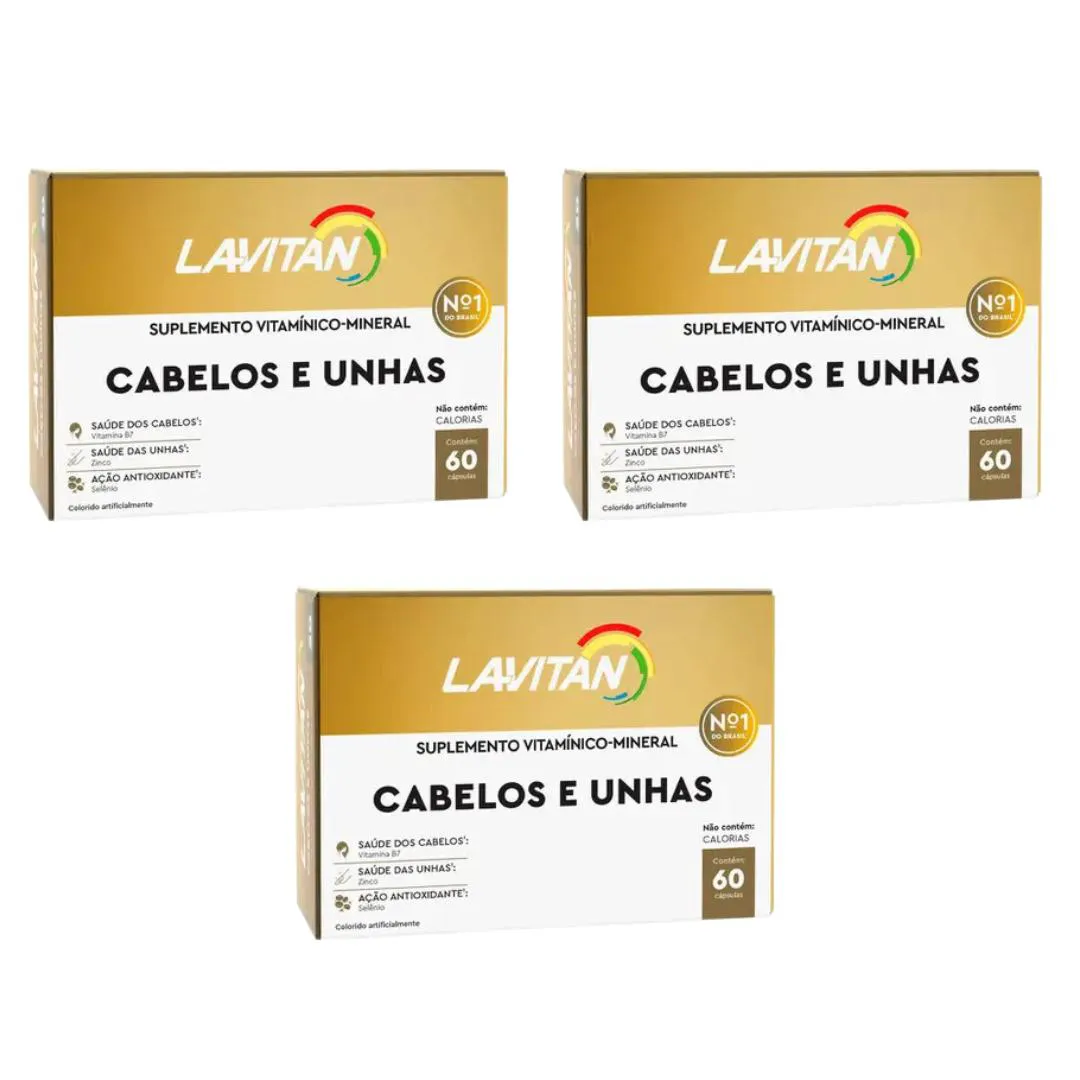 KIT C3 SUPLEMENTO ALIMENTAR CABELOS E UNHAS C60 CPS- LAVITAN