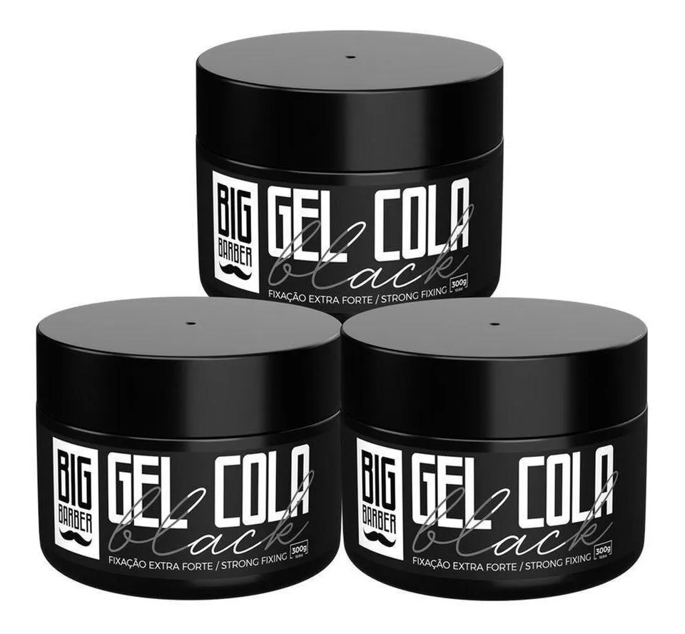 KIT 3X GEL COLA BLACK EXTRA FORTE 300G BIG BARBER