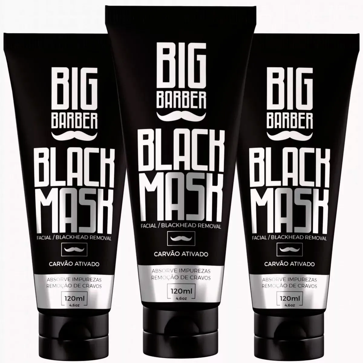 KIT 3X REMOVEDOR DE CRAVOS LIMPA POROS BLACK MASK BIG BARBER