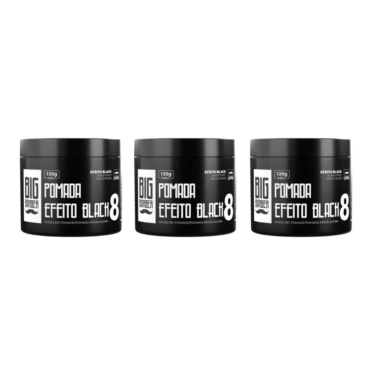KIT 3X POMADA MODELADORA CABELO BLACK EXTRA FORTE BIG BARBER