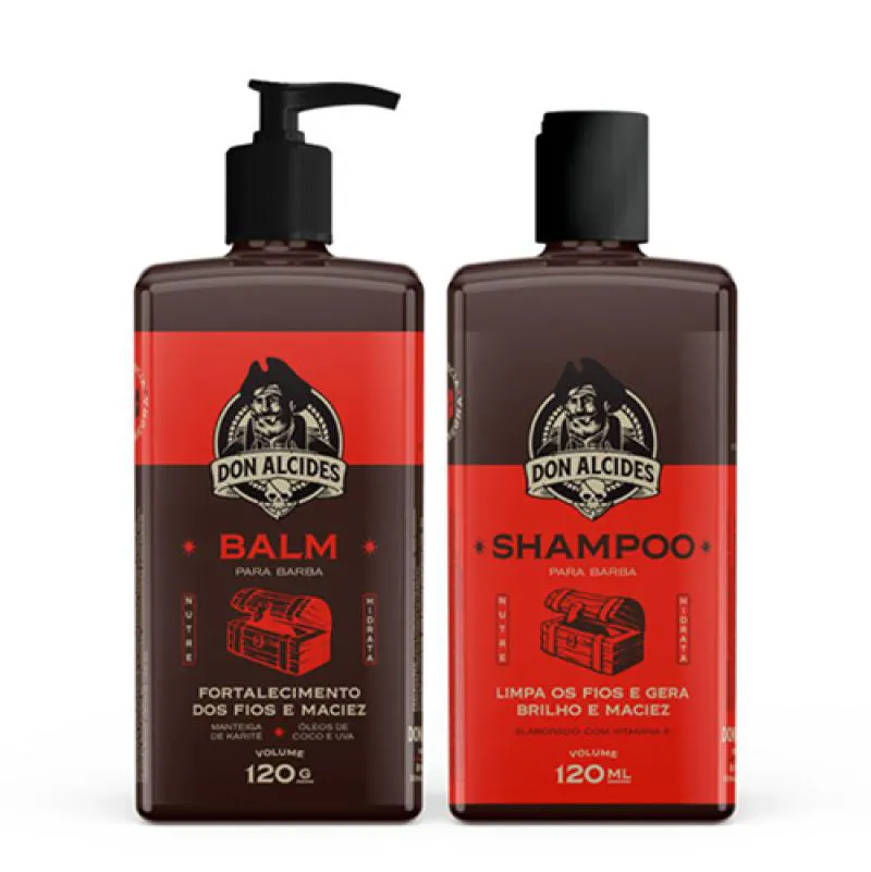KIT BALM E SHAMPOO PARA BARBA 120ML BARBA NEGRA DON ALCIDES