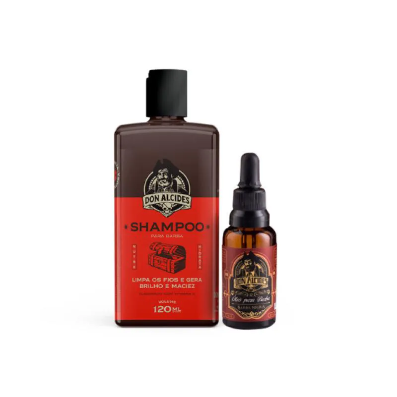 KIT 1X SHAMPOO 120ML E 1X ÓLEO 30ML BARBA NEGRA DON ALCIDES