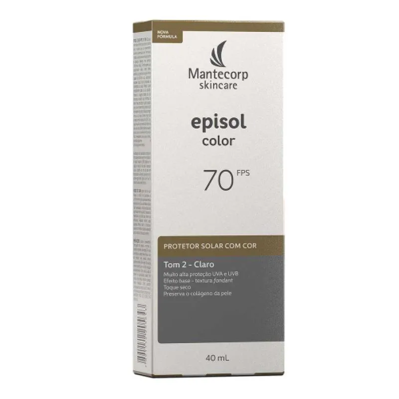 Mantecorp Episol Color Tom 2 Claro FPS 70 - Protetor Solar Facial com Cor 40ml