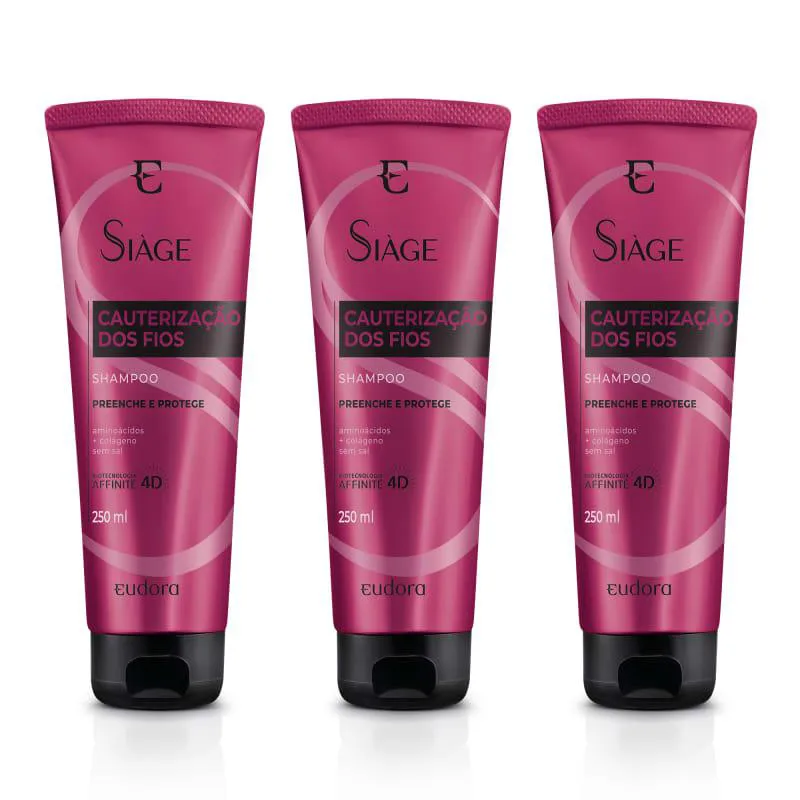KIT SIàGE CAUTERIZAçãO DOS FIOS SHAMPOO 3 UNIDADES