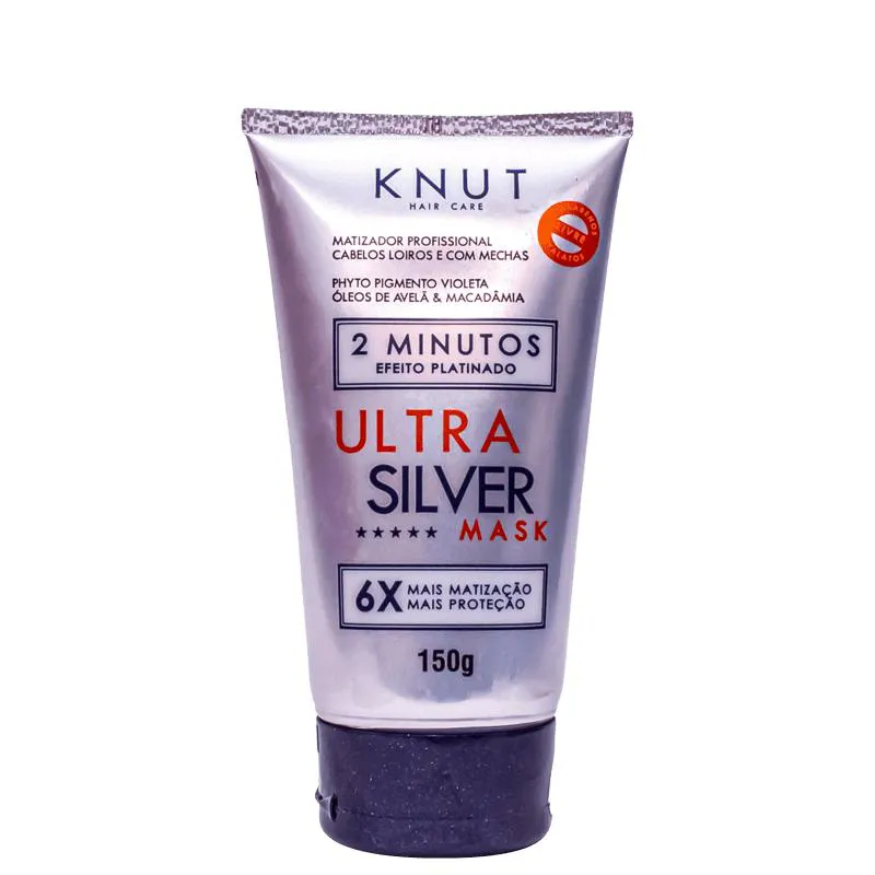 KNUT MáSCARA ULTRA SILVER PLATINUM 150G MATIZADOR PROFISSIONAL PARA CABELOS LOIROS E COM MECHAS EFEITO PLATINADO 2 MINUT