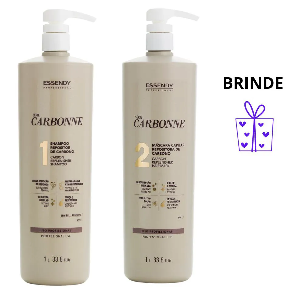 KIT ESSENDY CARBONNE SHAMPOO 1L + MÁSCARA 1 LITRO