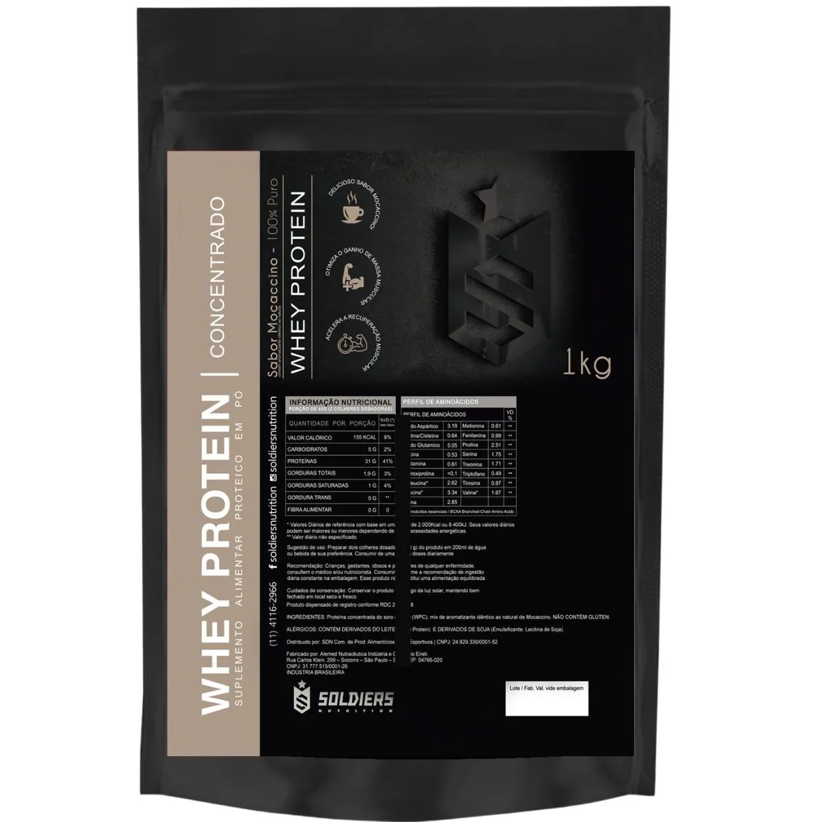 WHEY PROTEIN CONCENTRADO 1KG - MOCCACINO - IMPORTADO - SOLDIERS NUTRITION
