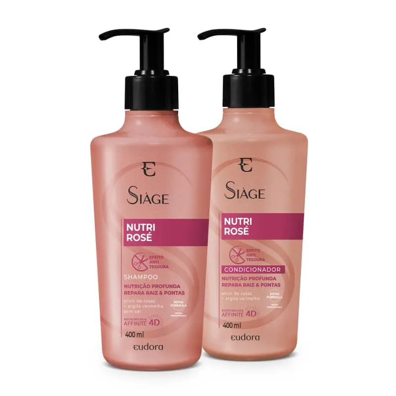 KIT EUDORA NUTRI ROSE: SHAMPOO 400ML + CONDICIONADOR 400ML