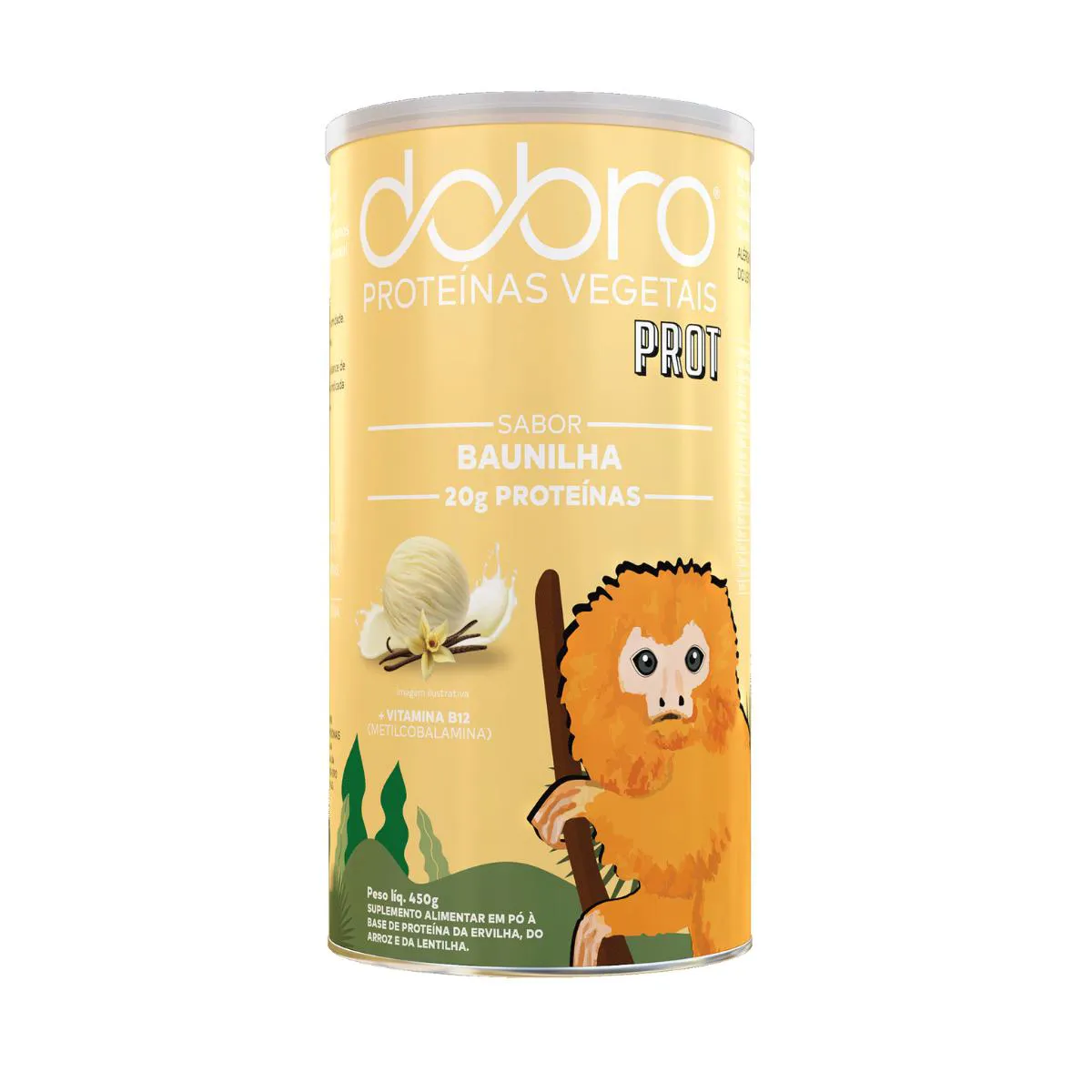 Suplemento de Proteína Vegetal Dobro Vitamina B12 Sem Açúcar Baunilha 450g