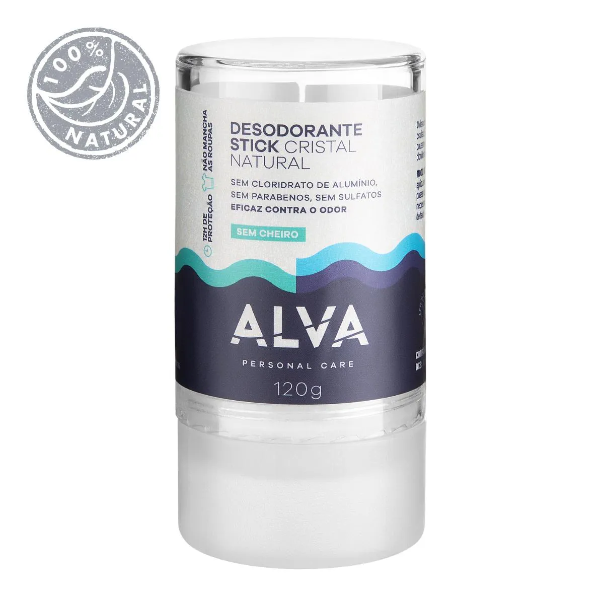 DESODORANTE NATURAL E SAUDáVEL PEDRA CRISTAL ALVA 120G