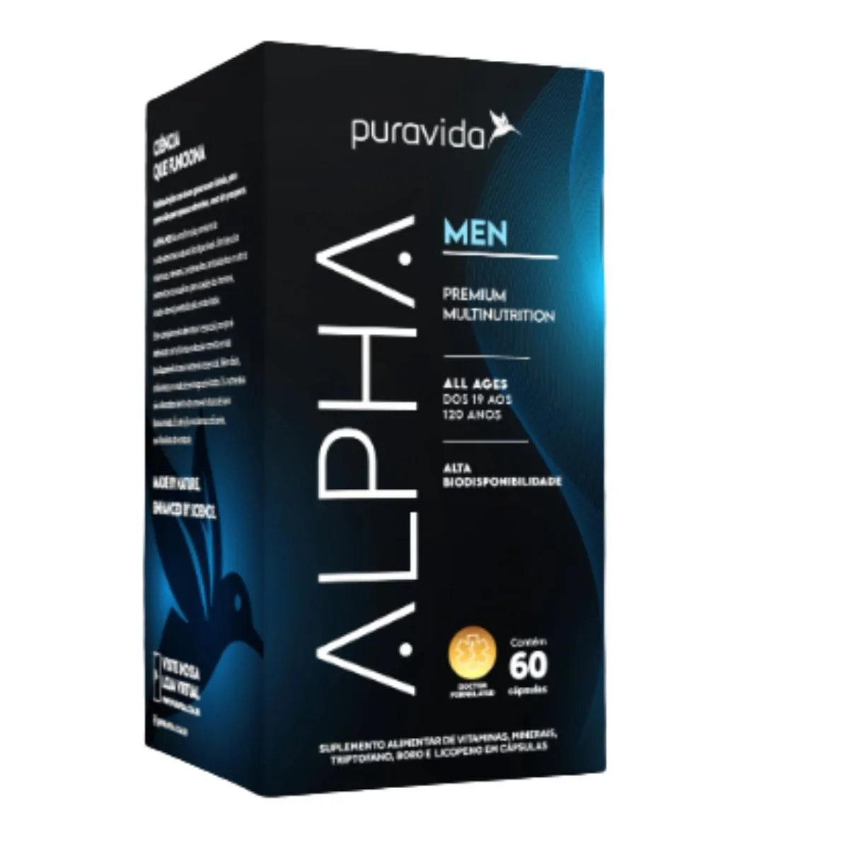 ALPHA MEN POLIVITAMíNICO MASCULINO PREMIUM PURAVIDA 60CáPS