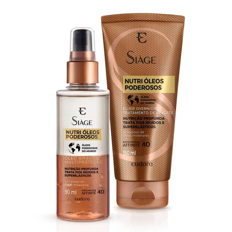 COMBO SIàGE NUTRI ÓLEOS PODEROSOS: ÓLEO BIFáSICO 90ML + ELIXIR CAPILAR 150ML