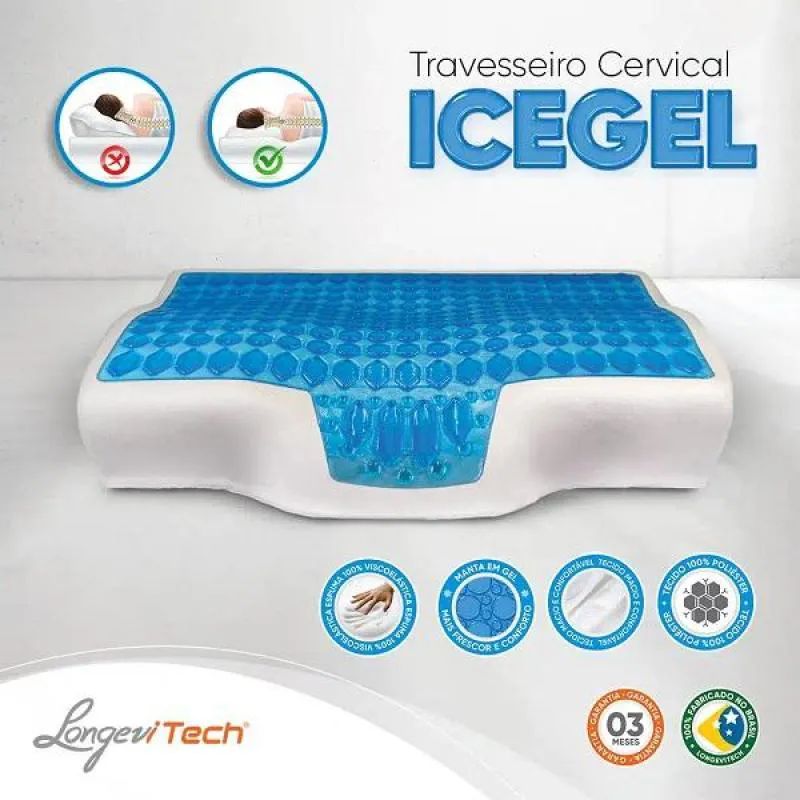 TRAVESSEIRO CERVICAL ICEGEL LONGEVITECH