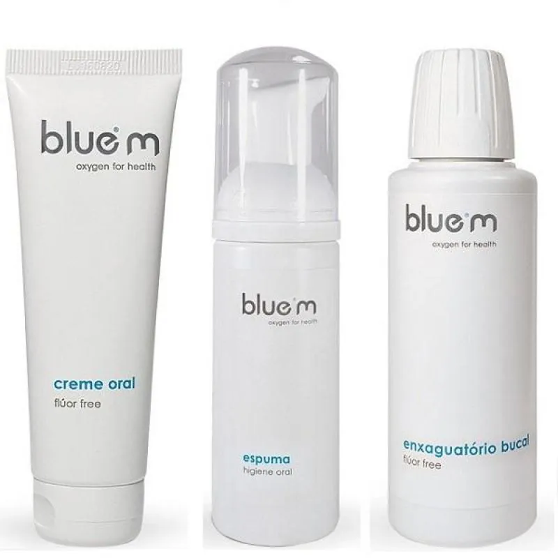 Kit Pasta de Dente sem Flúor + Enxaguante Bucal + Espuma Bluem