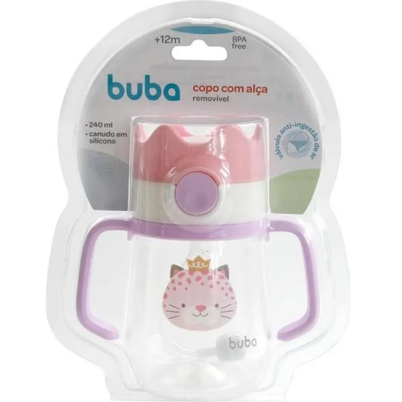 COPO DE TREINAMENTO CANUDO COM ALÇA 240ML COROA BUBA ONCINHA