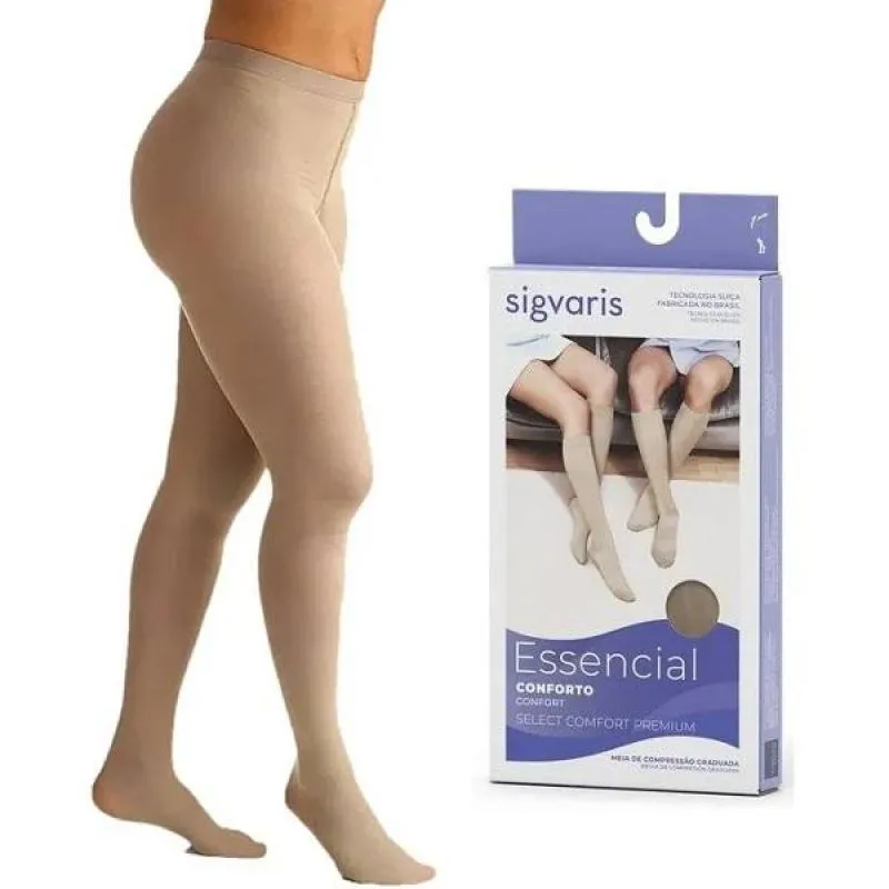Meia Calça Alta Compressão 20-30mmHg Fechada Natural Escuro M3 Select Confort Premium