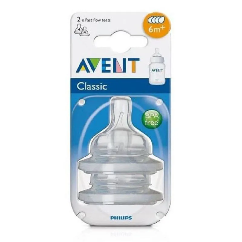 BICO MAMADEIRA CLASSIC FLUXO RAPIDO Nº4 6M+ PHILIPS AVENT SCF634/27 2 UNIDADES