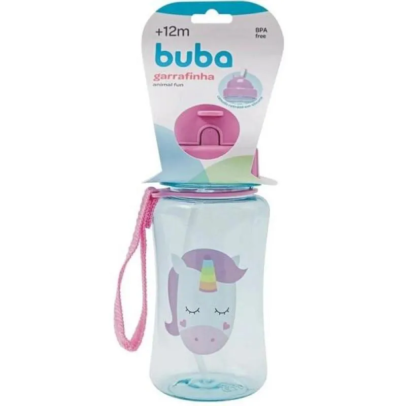 GARRAFINHA ANIMAL FUN SQUEEZE INFANTIL BUBA CANUDO RETRATIL UNICORNIO