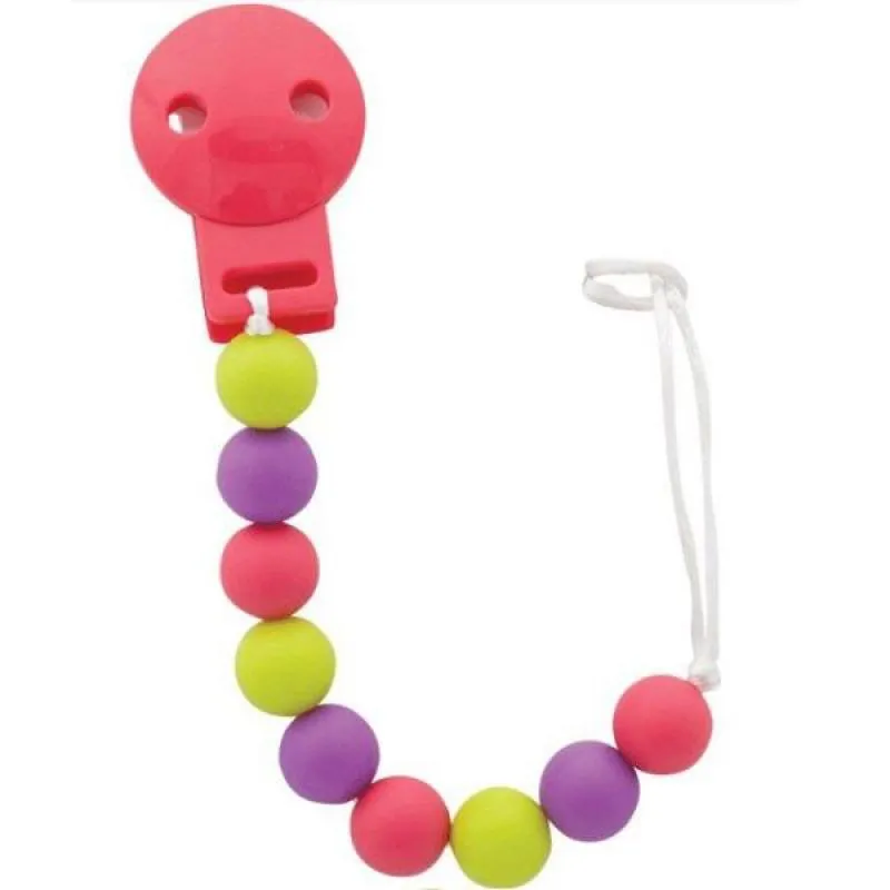 PRENDEDOR DE CHUPETA DE SILICONE BOLINHAS ROSA BUBA 6764