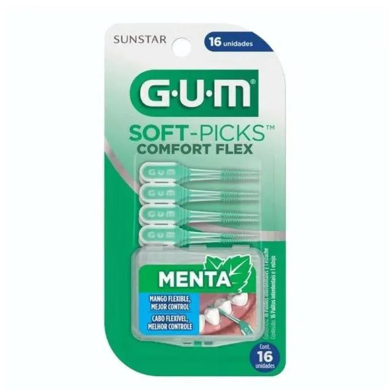 Escova Interdental Gum Sunstar Soft Picks Comfort Flex Menta 16 unidades