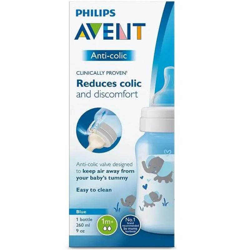 Mamadeira Anti-Colic Philips Avent Elefante Azul 260Ml