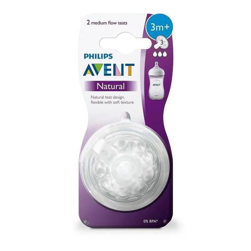 Bico de Mamadeira Natural Philips Avent 3M+ 2 unidades