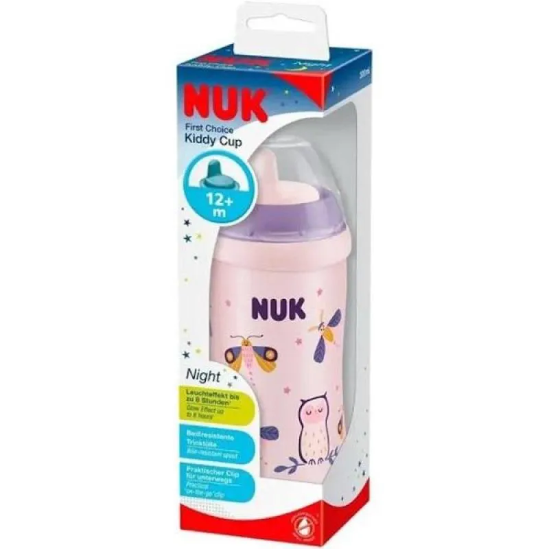 COPO ANTIVAZAMENTO KIDDY CUP GLOW NIGHT 300ML NUK PA7648 Rosa