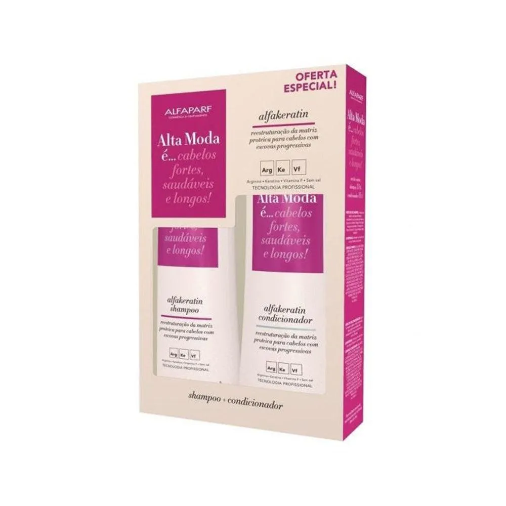 KIT SHAMPOO + CONDICIONADOR ALTA MODA ALFAKERATIN 300ML