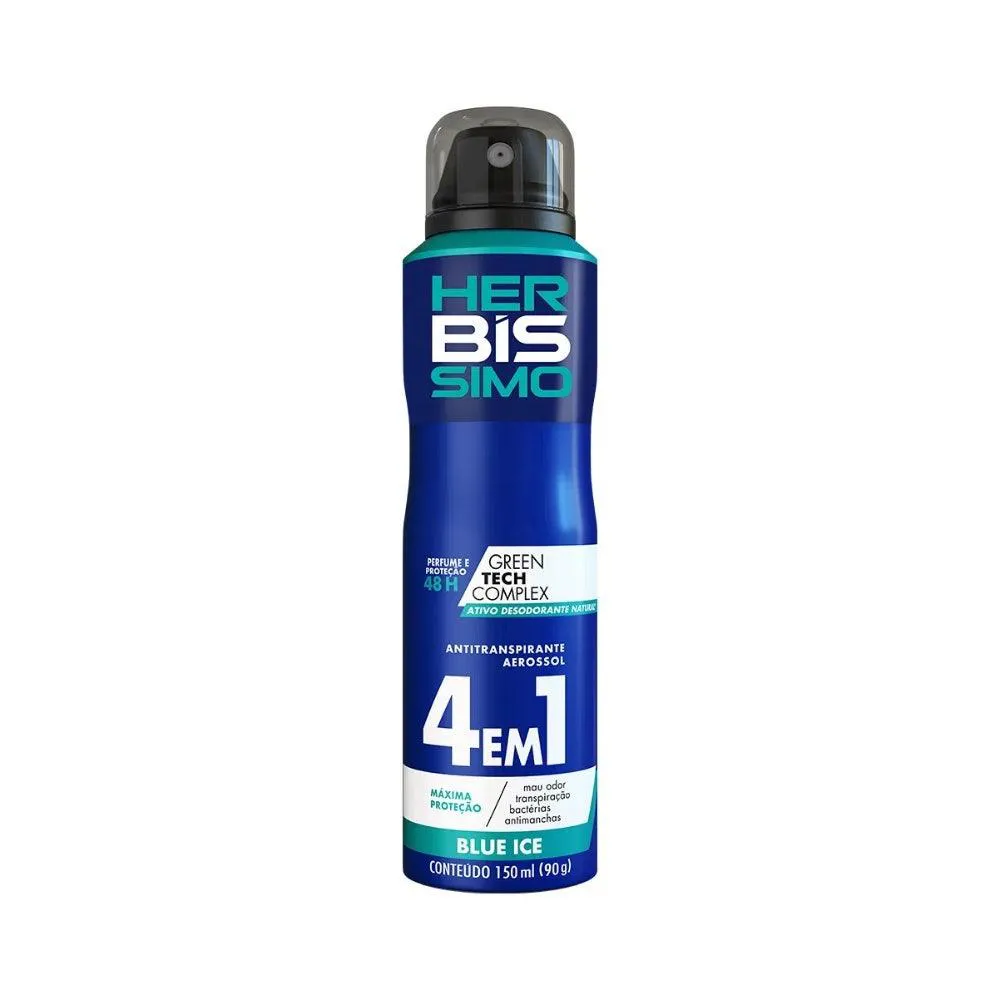 Desodorante Antitranspirante Aerosol Herbíssimo Blue Ice 48h 4 em 1 150ml
