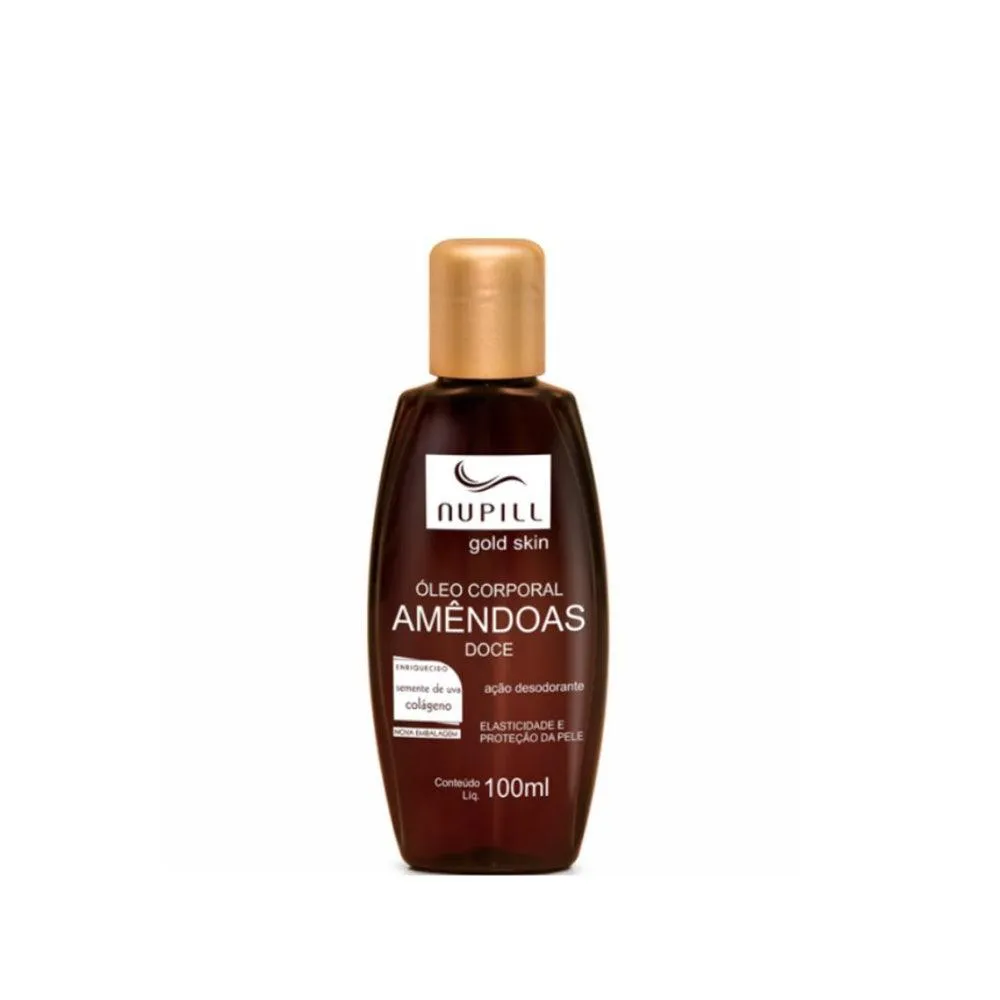 ÓLEO CORPORAL NUPILL AMêNDOAS DOCE COM SEMENTE DE UVA E COLáGENO 100ML