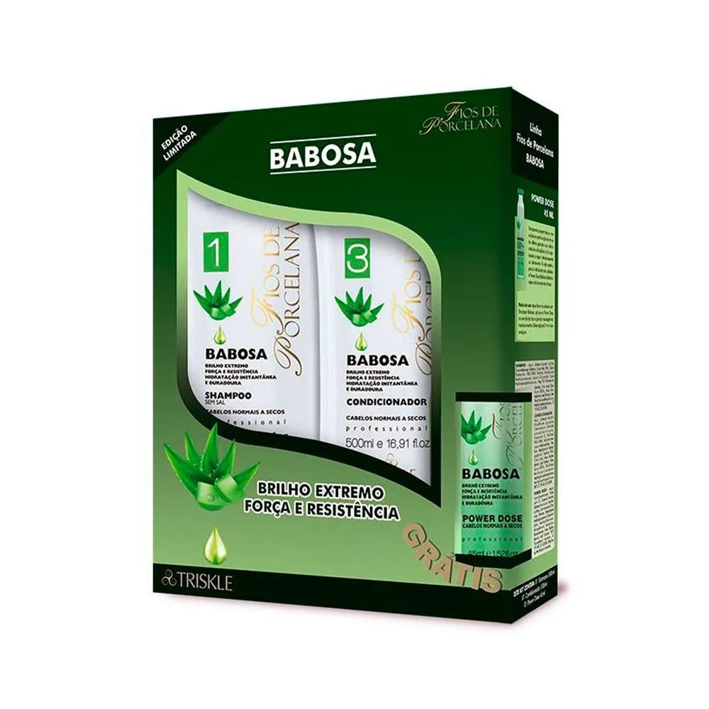 KIT SHAMPOO + CONDICIONADOR TRISKLE FIOS DE PORCELANA BABOSA 1,05KG