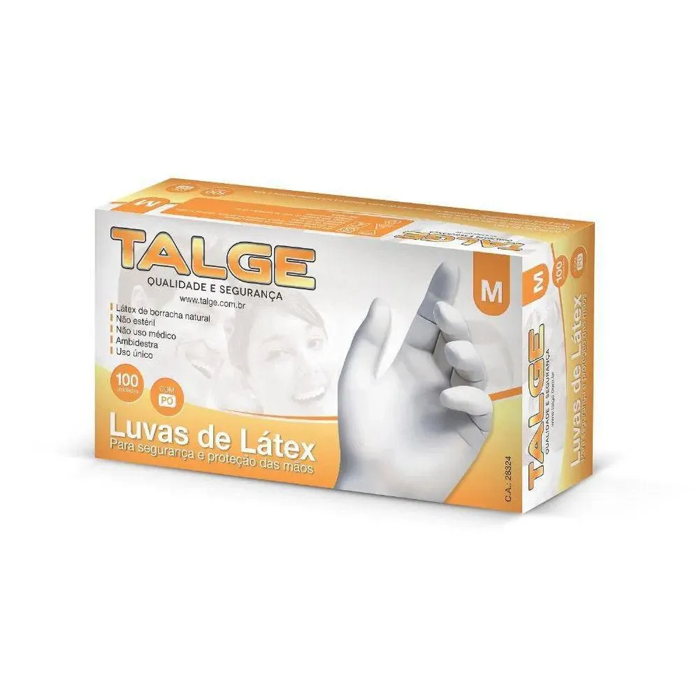 LUVA LáTEX TALGE COM Pó C/100UN TAM. M