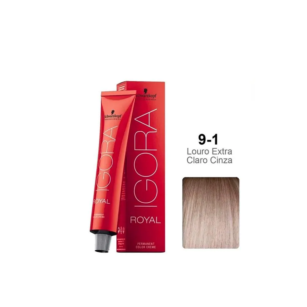 TINTURA SCHWARZKOPF IGORA ROYAL 9.1 LOURO EXTRA CINZA