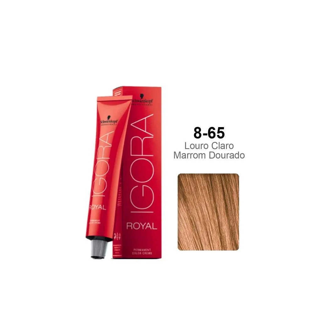 TINTURA SCHWARZKOPF IGORA ROYAL 8.65 LOURO CLARO CAFé DOURADO