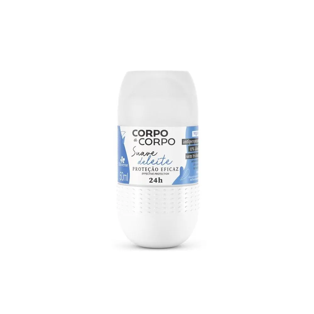 Desodorante Antitransprante Roll-On Davene Corpo a Corpo Suave Deleite Feminino 24h Sem Álcool 50ml