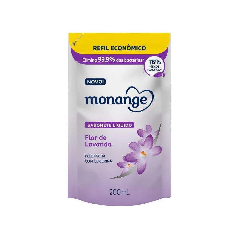 SABONETE MONANGE FLORES DE LAVANDA REFIL 200ML