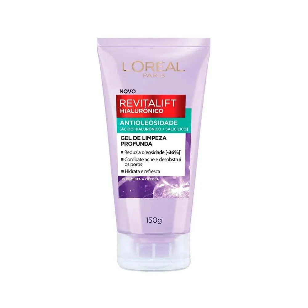 GEL LIMPEZA FACIAL L'ORéAL HIALURôNICO ANTIOLOSIDADE 150GR