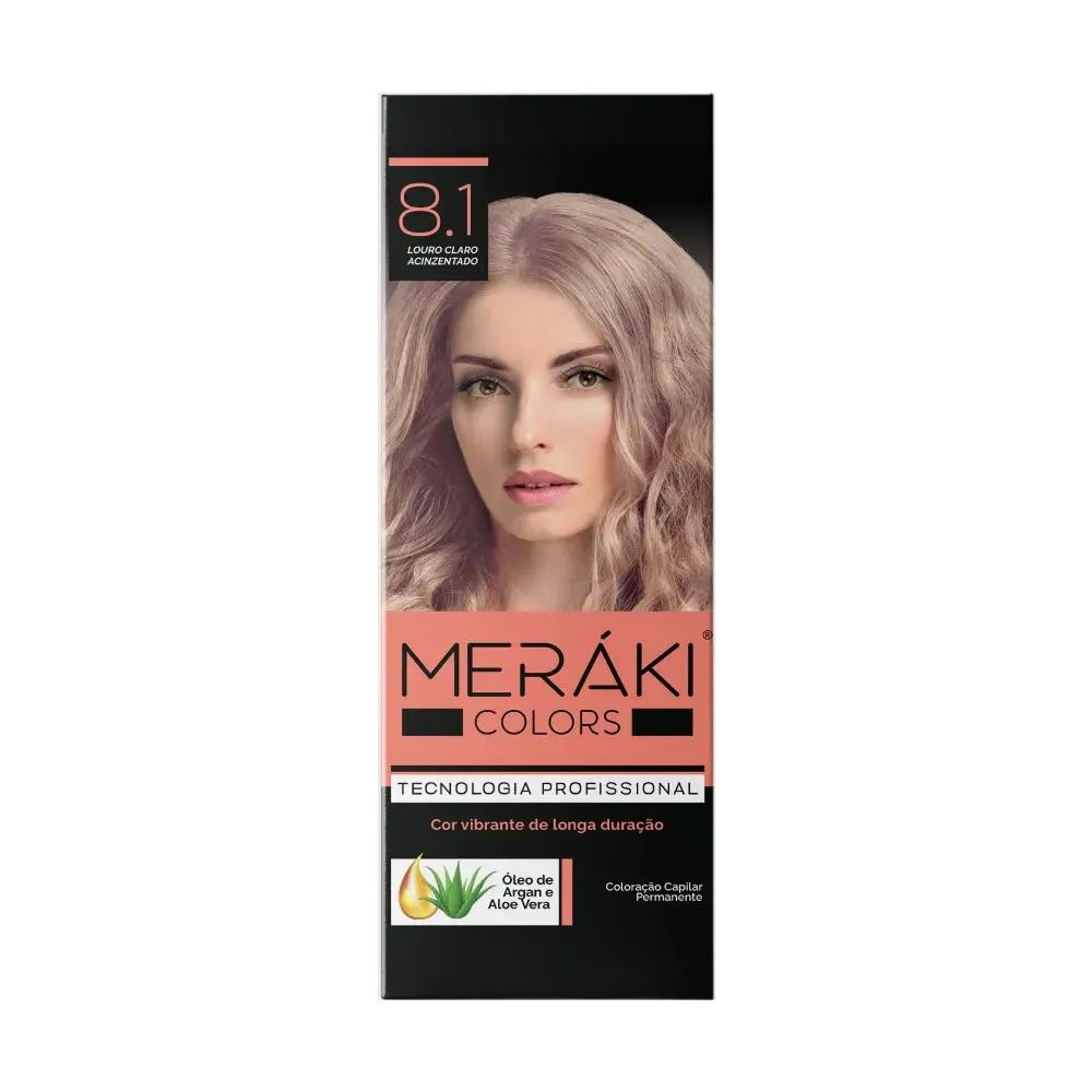 KIT TINTURA MERáKI COLOR LOURO CLARO ACINZENTADO 8.1 125GR