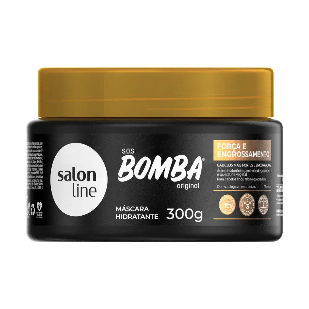 MáSCARA SALON LINE SOS BOMBA FORçA E ENGROSSAMENTO 300GR