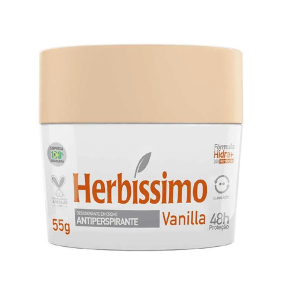 Desodorante Antitranspirante Creme Herbíssimo Vanilla 48h 55g